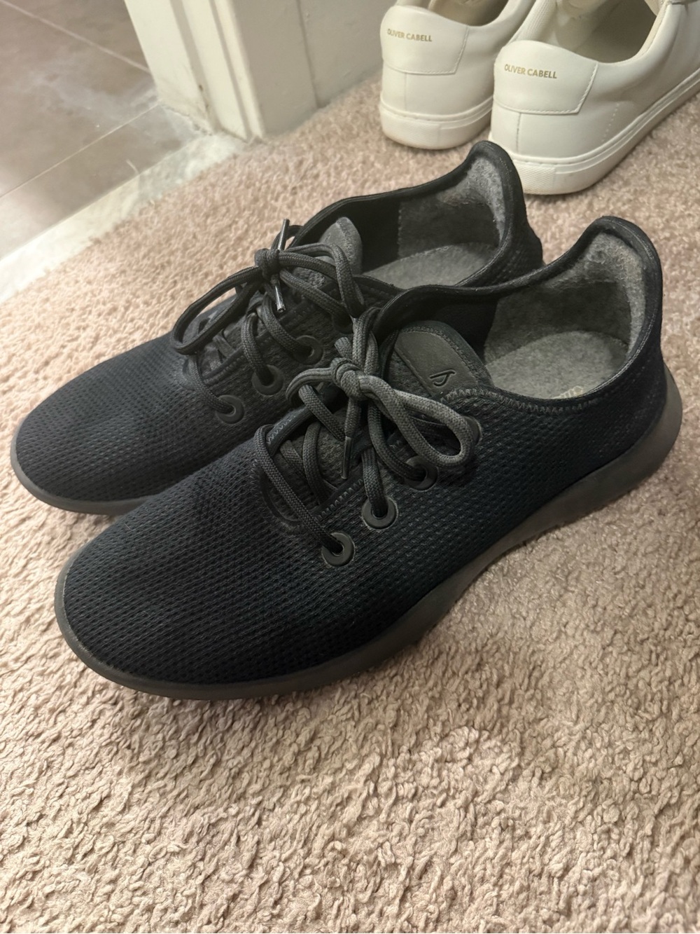 allbirds Men's Black Knit Lace-Up Sneakers